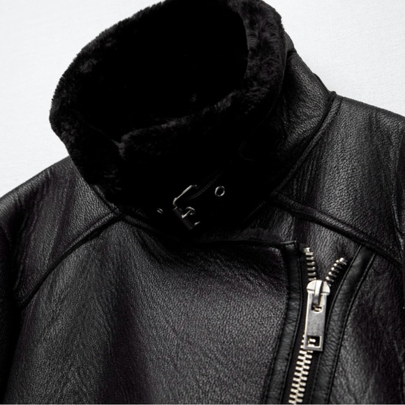 ZARA Double Faced Faux Leather Biker Jacket XS - Picture 15 of 15